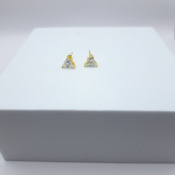 Triangle CZ Stud Earrings - Picture 4 of 4